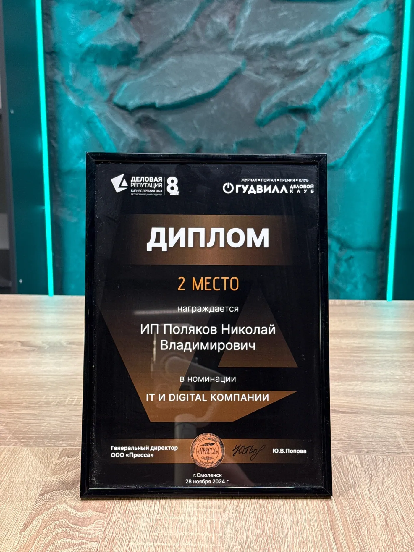 Деловая репутация - 2 место, 2024